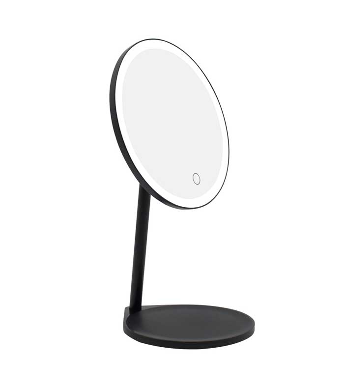 Tocador maquillaje angular negro 3 espejos LED cómoda Elettra Black
