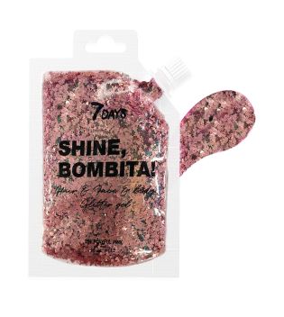7DAYS - Glitter en gel para rostro, cabello y cuerpo Shine, Bombita! - 901: Playful Pink