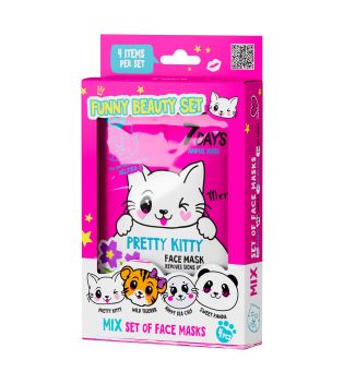 7DAYS - Set de mascarillas faciales Funny Beauty Pretty Kitty Mix