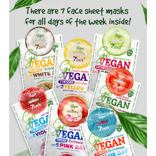 7DAYS - Set de mascarillas faciales Go Vegan Healthy Week Colour Diet