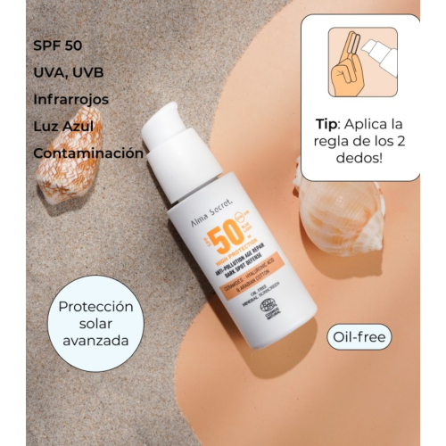 Alma Secret - Protector solar facial SPF50 con color - Golden
