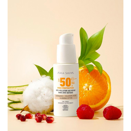 Alma Secret - Protector solar facial SPF50 con color - Sand