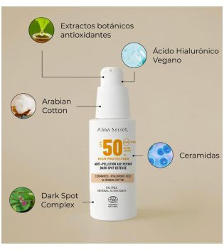 Alma Secret - Protector solar facial SPF50 con color - Sand