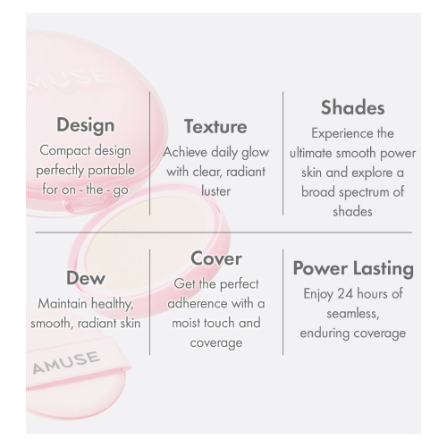 Amuse - Base de maquillaje en cushion Dew Power Vegan SPF50 PA++++ - 03: Honey