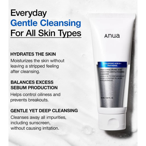 Anua - Limpiador facial espumoso con Ácido Hialurónico 8 Hyaluronic Acid Hydrating Gentle