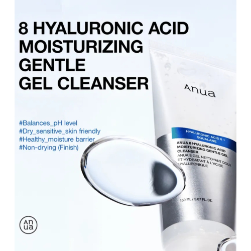 Anua - Limpiador facial espumoso con Ácido Hialurónico 8 Moisturizing Gentle