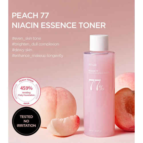 Anua - Loción facial hidratante con extracto de melocotón 77% y niacinamida