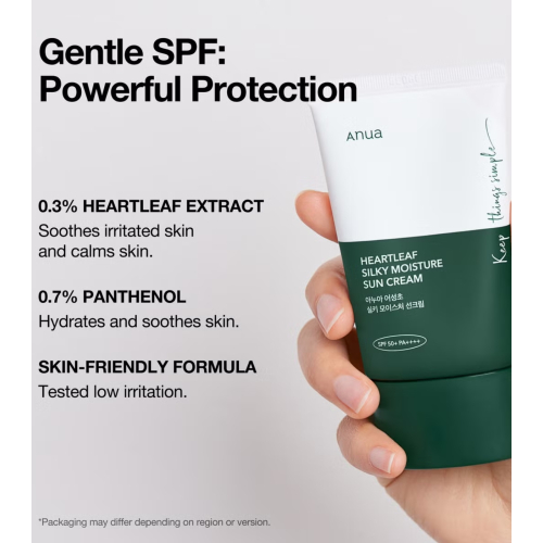 Anua - Protector solar facial Heartleaf Silky Moisture SPF50+ PA++++