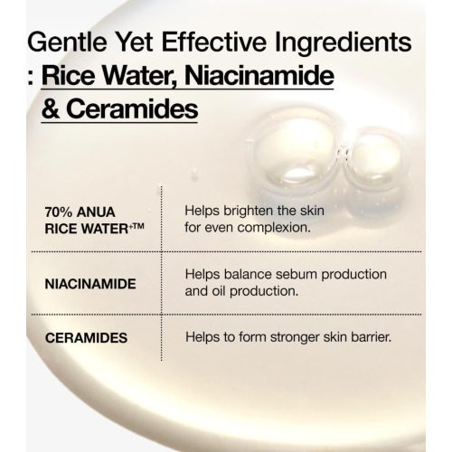Anua - Tónico ligero Rice 70 + Ceramide Glow Milky
