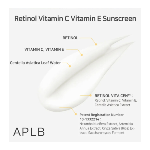 APLB - Protector solar facial Retinol Vitamin C Vitamin E SPF50+ PA++++