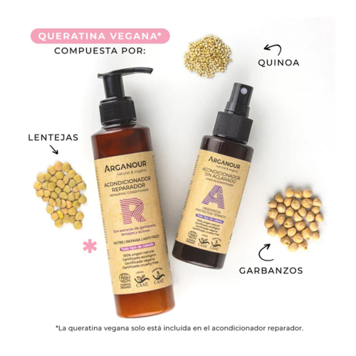 Arganour - Acondicionador sin aclarado desenredante y protector térmico - Todo tipo de cabello