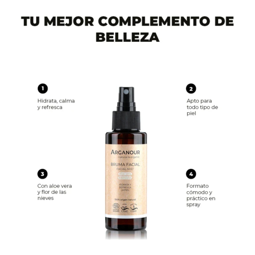Arganour - Bruma facial refrescante y calmante de aloe vera