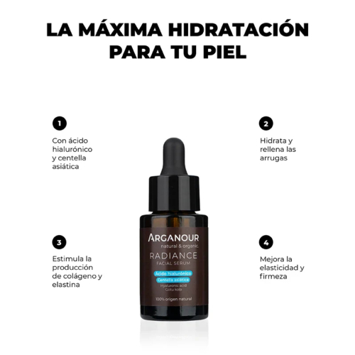Arganour - Sérum facial con ácido hialurónico y centella asiática Radiance