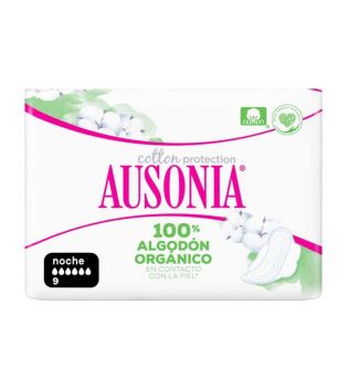 Ausonia - Compresas noche alas Cotton Protection - 9 unidades