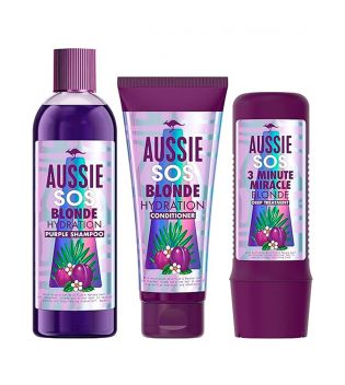 Aussie - Set de regalo SOS Blonde champú, mascarilla y acondicionador - Cabello rubio, con mechas o decolorado