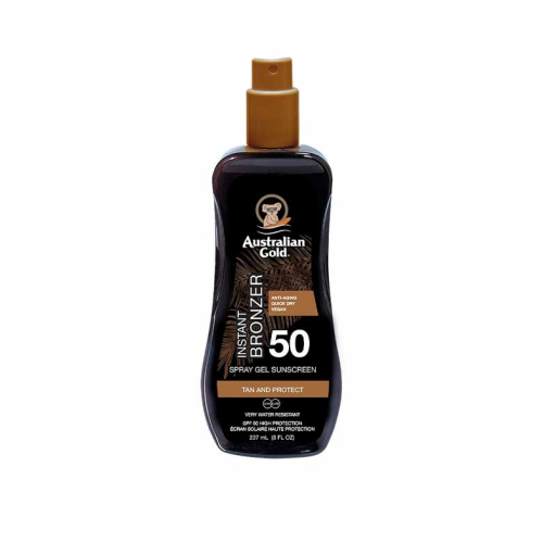 Australian Gold - Protector Solar en Spray Gel con Activo Bronceador - FPS 50