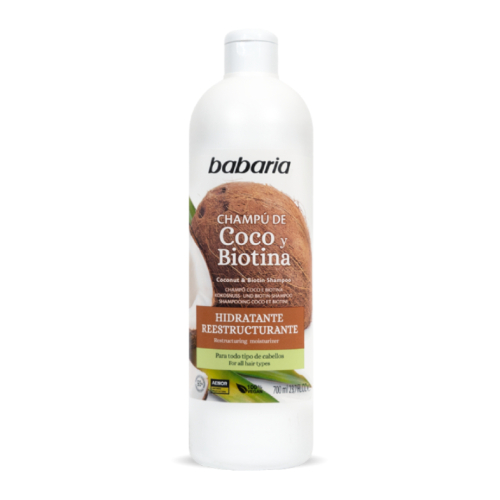 Babaria - Champú hidratante reestructurante de coco y biotina