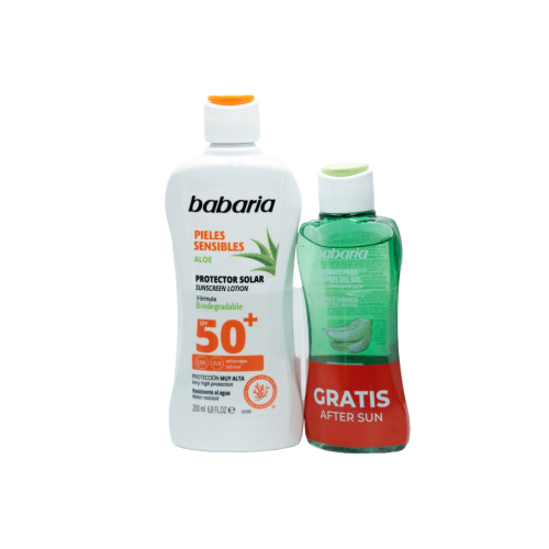 Babaria - Leche protectora solar para pieles sensibles SPF50 + After Sun