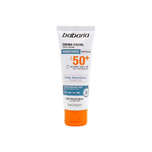 Babaria - Protector solar facial hidratante SPF50+ - Ácido Hialurónico