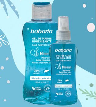 Babaria - Spray de manos hidroalcohólico - Minerales y Ácido hialurónico