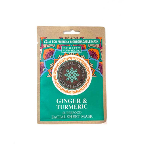 Beauty Formulas - Mascarilla de papel biodegradable Superfood Ginger & Turmeric