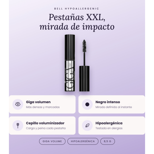 Bell HYPOAllergenic - Máscara de pestañas Giga Volume - 01: Black