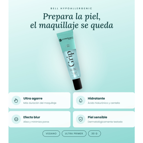 Bell HYPOAllergenic - Prebase de maquillaje Grip Ultra Primer