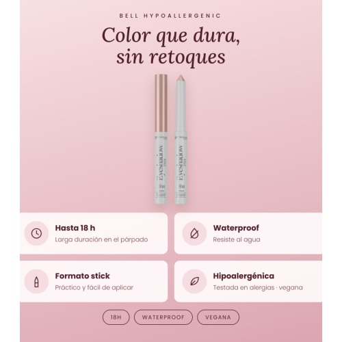 Bell HYPOAllergenic - Sombra de ojos en stick 18h Waterproof - 01: Rose