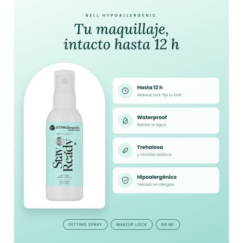 Bell HYPOAllergenic - Spray fijador de maquillaje Stay Ready 12h
