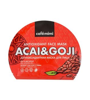 Café Mimi - Mascarilla facial de tela antioxidante - Acai y goji