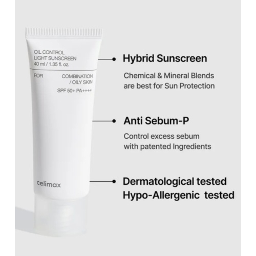 Celimax - *Oil Control* - Protector solar facial Light Sunscreen SPF50+ PA++++