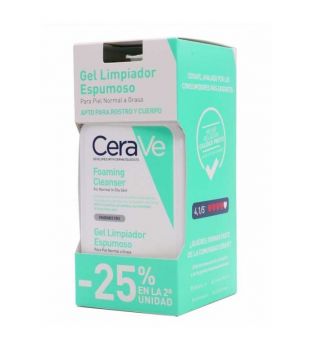 Cerave - Pack duplo de Gel limpiador espumoso para piel normal a grasa - 473ml