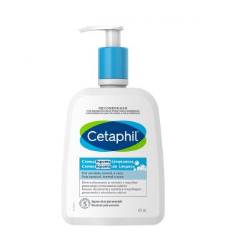 Cetaphil - Crema espuma limpiadora facial para piel sensible, normal a seca - 473ml