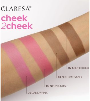 Claresa - Colorete en stick Cheek 2Cheek - 02: Neon Coral