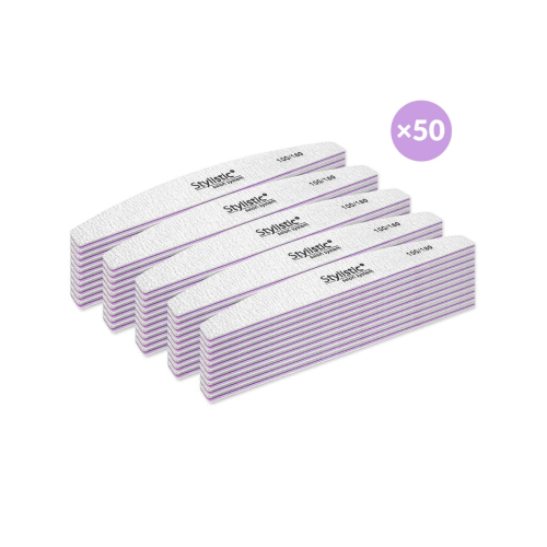 Claresa - Pack de 50 limas de uñas media luna 100/180