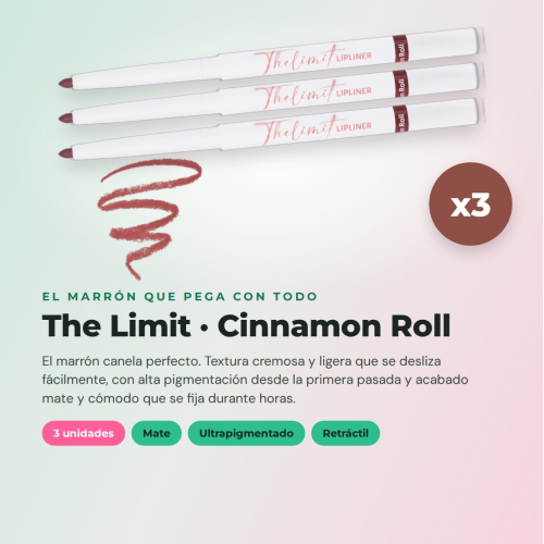 CORAZONA Pack 3 perfiladores Cinnamon Roll The Limit Lip Liner textura cremosa alta pigmentación acabado mate formato automático vegan cruelty free