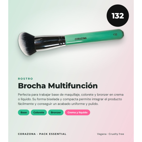 CORAZONA Pack Brochas Essential con 5 Herramientas para Maquillaje y Regalo Cubilete Veganas y Cruelty Free