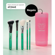 CORAZONA Pack Brochas Essential con 5 Herramientas para Maquillaje y Regalo Cubilete Veganas y Cruelty Free