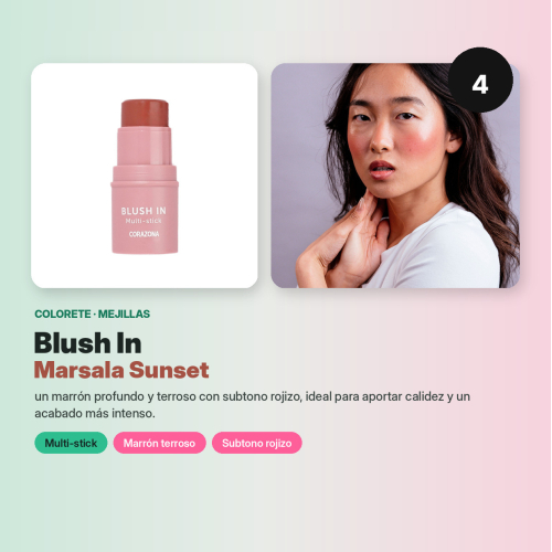 CORAZONA Pack Coloretes Multi-stick Blush In - 4 Tonos  Berry Wine Sweet Peach Honey Rose Marsala Sunset Cruelty Free Vegan