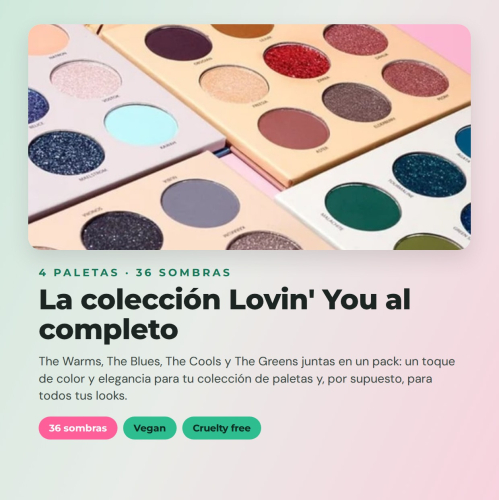 CORAZONA Pack de Paletas de Sombras Total Lovin' You 4 Paletas Veganas y Cruelty Free con 9 Sombras Cada Una en Tonos Mate Metalizados y Glitter