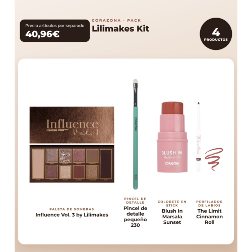 CORAZONA - Pack Lilimakes - Influence Vol. 3 + Cinnamon Roll + Marsala Sunset + Pincel 230