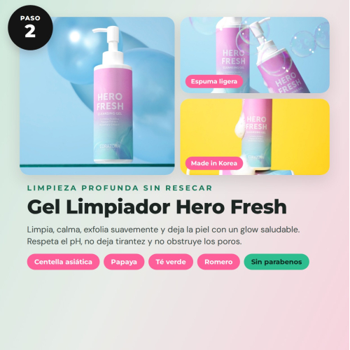 CORAZONA Pack Skincare Double Cleansing - Bálsamo Heaven, Gel Hero Fresh y Disco Reutilizable para Piel Limpia y Fresca