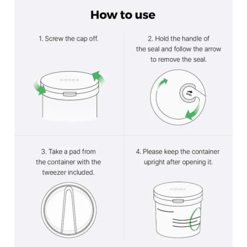 COSRX - Tónico facial calmante Green en formato pads