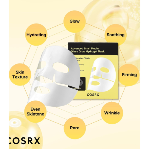 COSRX - Pack de 3 mascarillas faciales Advanced Snail Mucin Glass Glow