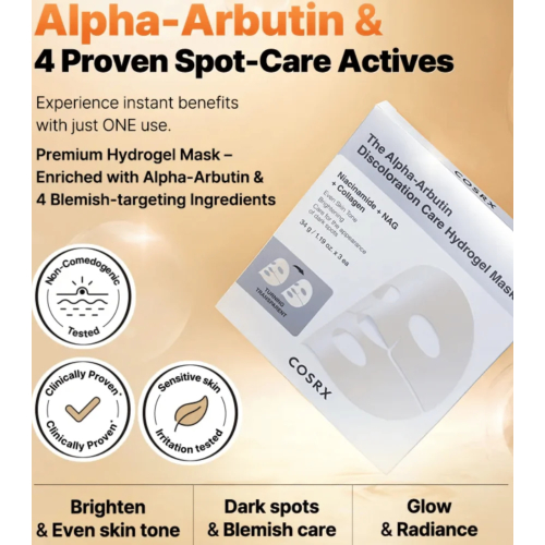 COSRX - Pack de 3 mascarillas faciales iluminadoras The Alpha-Arbutin