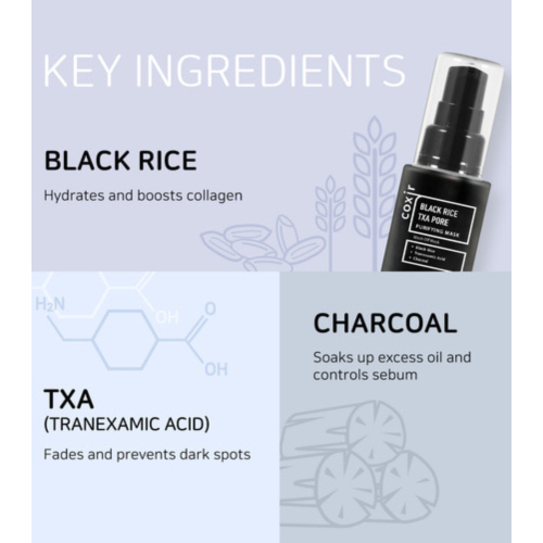 COXIR - Mascarilla facial purificante Black Rise Txa Pore