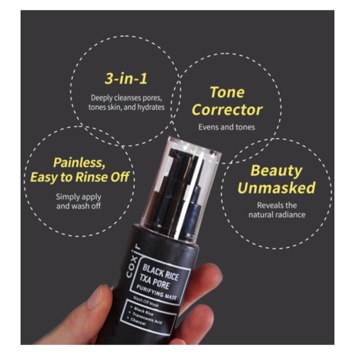 COXIR - Mascarilla facial purificante Black Rise Txa Pore