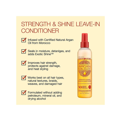 Creme of Nature - Acondicionador leave-in con aceite de argán Strength & Shine