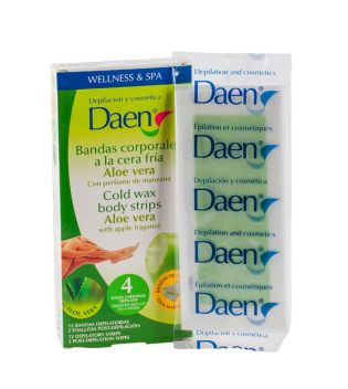 Daen - Bandas depilatorias corporales cera fria - Aloe Vera