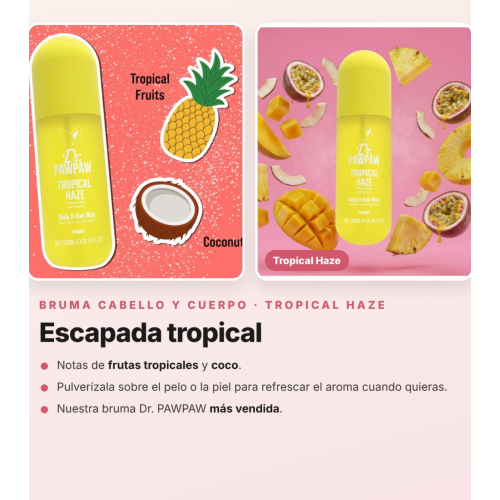 Dr. PAWPAW - Pack 3 Brumas Perfumadas para Cabello y Cuerpo Tropical Haze, Beach Paradise y Summer Breeze